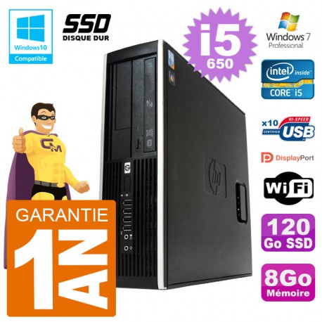 PC HP Compaq 8100 SFF i5-650 RAM 8Go SSD 120Go Graveur DVD Wifi W7