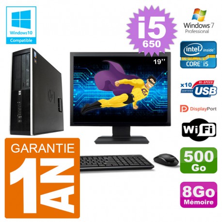 PC HP Compaq 8100 SFF Ecran 19" i5-650 RAM 8Go Disque 500Go Graveur DVD Wifi W7