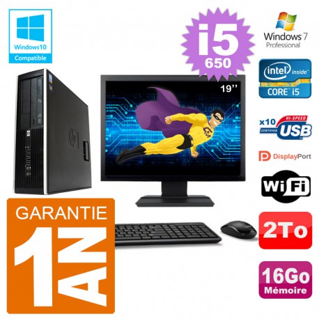 PC HP Compaq 8100 SFF Ecran 19" i5-650 RAM 16Go Disque 2To Graveur DVD Wifi W7