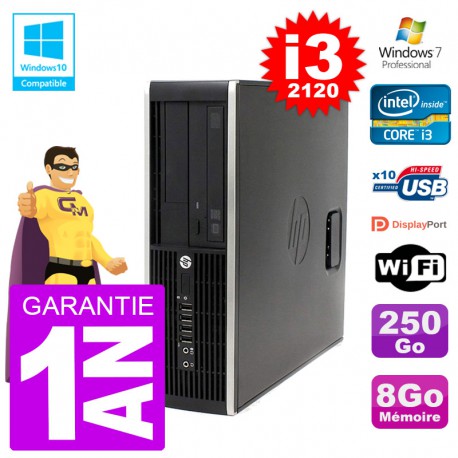 PC HP 6200 SFF Intel i3-2120 RAM 8Go Disque 250Go Graveur DVD Wifi W7