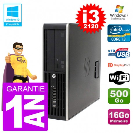 PC HP 6200 SFF Intel i3-2120 RAM 16Go Disque 500Go Graveur DVD Wifi W7