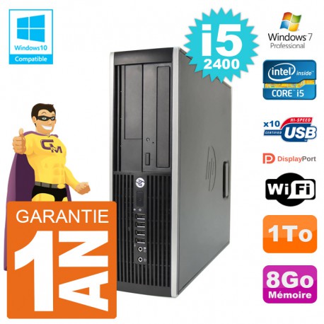 PC HP 6200 SFF Intel i5-2400 RAM 8Go Disque 1To Graveur DVD Wifi W7