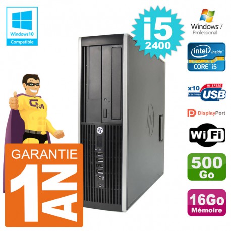 PC HP 6200 SFF Intel i5-2400 RAM 16Go Disque 500Go Graveur DVD Wifi W7