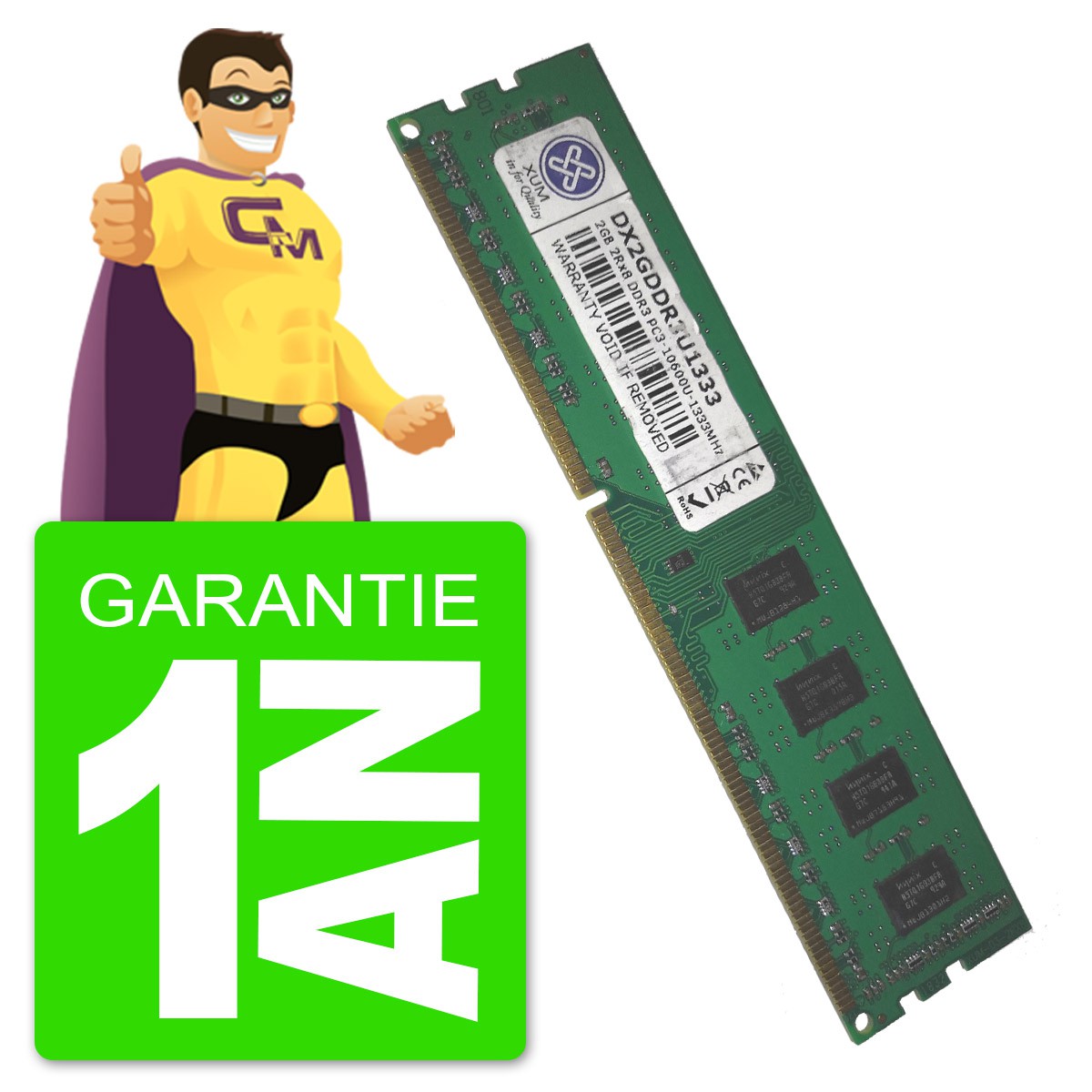 Barrette Mémoire 2Go RAM DDR3 Corsair VS2GB1333D3 DIMM PC3-10600U 1333MHz  1Rx8
