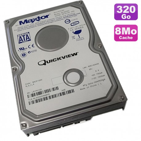 Disque Dur 320Go SATA II 3.5" Maxtor DiamondMax 10 6L320S0 7200RPM 8Mo