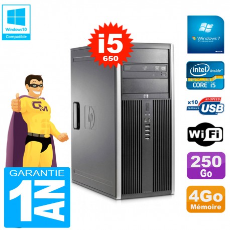 PC HP 8100 Tour Core i5-650 RAM 4Go Disque 250Go Graveur DVD Wifi W7