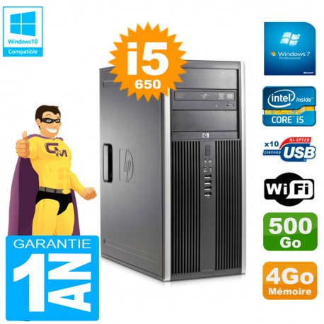 PC HP 8100 Tour Core i5-650 RAM 4Go Disque 500Go Graveur DVD Wifi W7