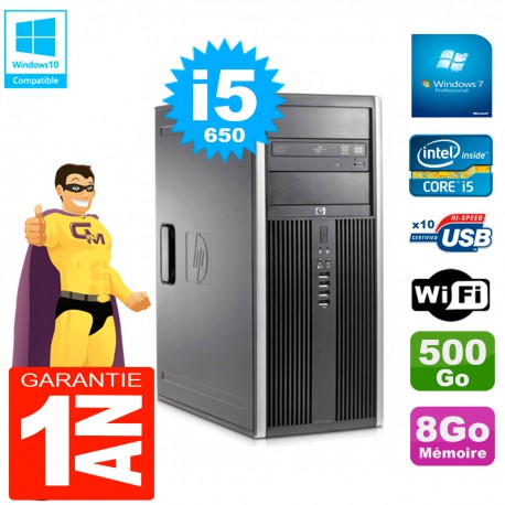 PC HP 8100 Tour Core i5-650 RAM 8Go Disque 500Go Graveur DVD Wifi W7