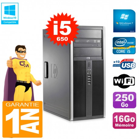 PC HP 8100 Tour Core i5-650 RAM 16Go Disque 250Go Graveur DVD Wifi W7