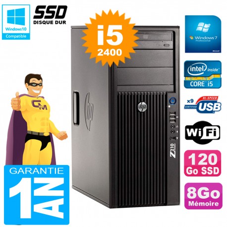 PC HP WorkStation Z210 Tour Core i5-2400 RAM 8Go SSD 120Go Graveur DVD Wifi W7