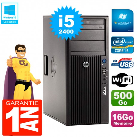 PC HP WorkStation Z210 Tour Core i5-2400 RAM 16Go 500Go Graveur DVD Wifi W7