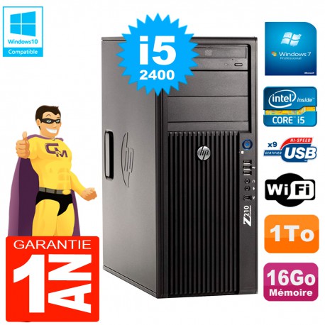 PC HP WorkStation Z210 Tour Core i5-2400 RAM 16Go 1To Graveur DVD Wifi W7