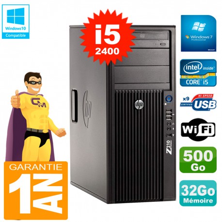 PC HP WorkStation Z210 Tour Core i5-2400 RAM 32Go 500Go Graveur DVD Wifi W7