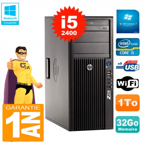 PC HP WorkStation Z210 Tour Core i5-2400 RAM 32Go 1To Graveur DVD Wifi W7