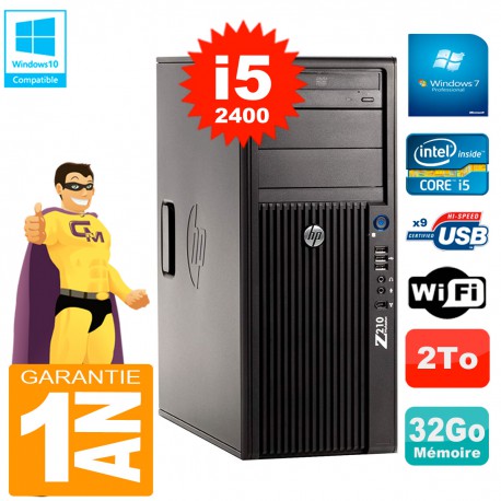 PC HP WorkStation Z210 Tour Core i5-2400 RAM 32Go 2To Graveur DVD Wifi W7