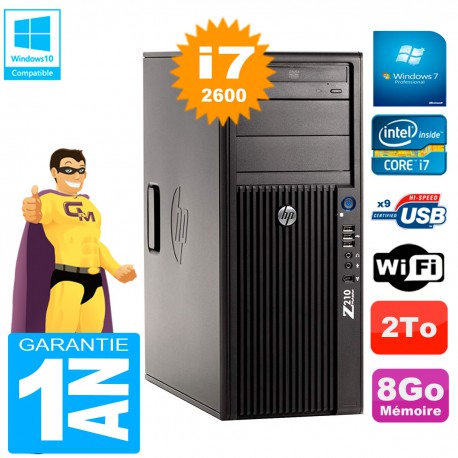 PC HP WorkStation Z210 Tour Core i7-2600 RAM 8Go 2To Graveur DVD Wifi W7