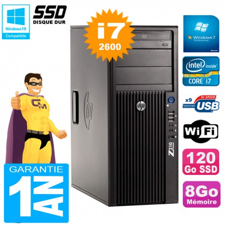 PC HP WorkStation Z210 Tour Core i7-2600 RAM 8Go SSD 120Go Graveur DVD Wifi W7