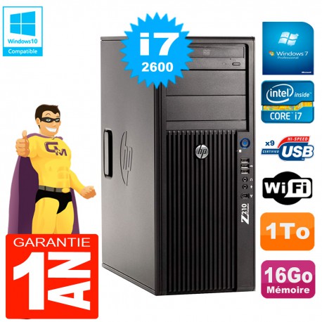 PC HP WorkStation Z210 Tour Core i7-2600 RAM 16Go 1To Graveur DVD Wifi W7