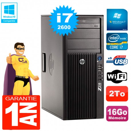 PC HP WorkStation Z210 Tour Core i7-2600 RAM 16Go 2To Graveur DVD Wifi W7