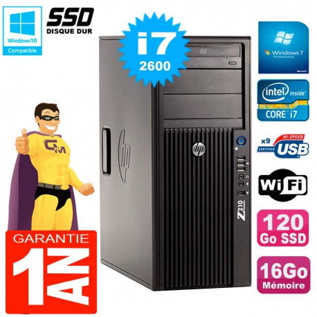 PC HP WorkStation Z210 Tour Core i7-2600 RAM 16Go SSD 120Go Graveur DVD Wifi W7