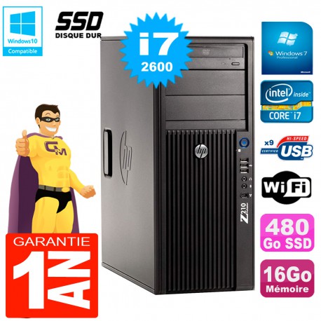 PC HP WorkStation Z210 Tour Core i7-2600 RAM 16Go SSD 480Go Graveur DVD Wifi W7