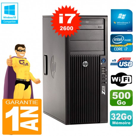 PC HP WorkStation Z210 Tour Core i7-2600 RAM 32Go 500Go Graveur DVD Wifi W7