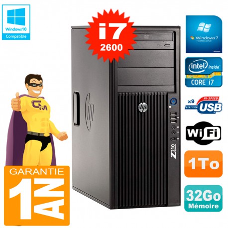 PC HP WorkStation Z210 Tour Core i7-2600 RAM 32Go 1To Graveur DVD Wifi W7