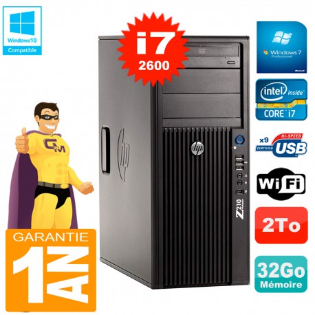 PC HP WorkStation Z210 Tour Core i7-2600 RAM 32Go 2To Graveur DVD Wifi W7