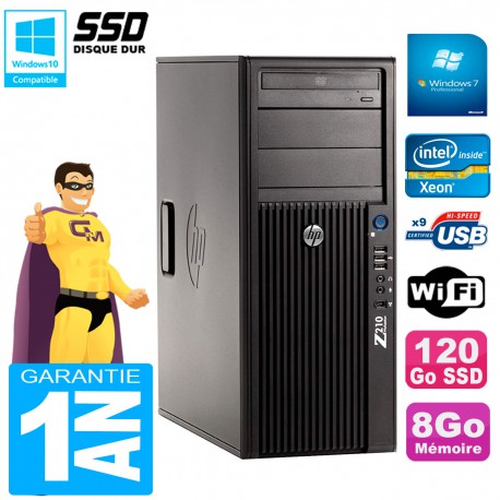 PC HP WorkStation Z210 Tour Xeon E3-1240 RAM 8Go SSD 120Go Graveur DVD Wifi W7