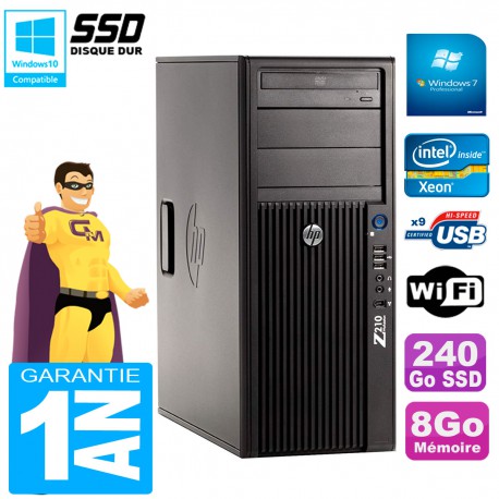 PC HP WorkStation Z210 Tour Xeon E3-1240 RAM 8Go SSD 240Go Graveur DVD Wifi W7