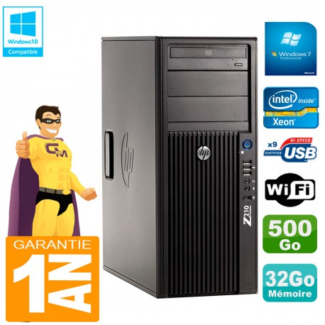 PC HP WorkStation Z210 Tour Xeon E3-1240 RAM 32Go 500Go Graveur DVD Wifi W7