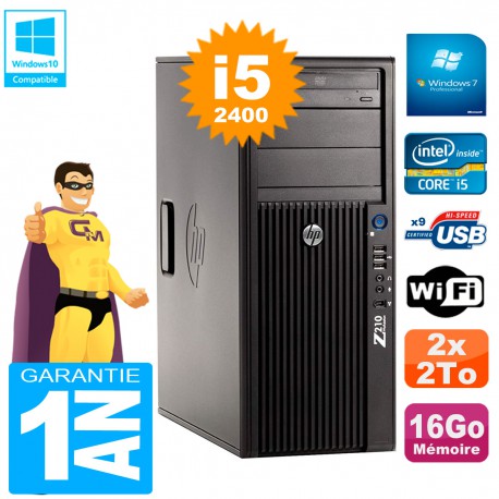 PC HP WorkStation Z210 Tour Core i5-2400 RAM 16Go 2 x 2To Graveur DVD Wifi W7