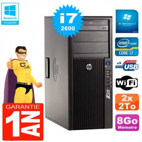 PC HP WorkStation Z210 Tour Core i7-2600 RAM 8Go 2 x 2To Graveur DVD Wifi W7