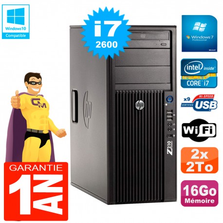 PC HP WorkStation Z210 Tour Core i7-2600 RAM 16Go 2 x 2To Graveur DVD Wifi W7