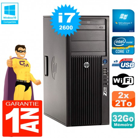 PC HP WorkStation Z210 Tour Core i7-2600 RAM 32Go 2 x 2To Graveur DVD Wifi W7