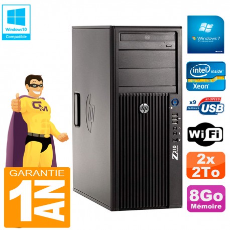 PC HP WorkStation Z210 Tour Xeon E3-1240 RAM 8Go 2 x 2To Graveur DVD Wifi W7