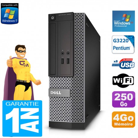 PC DELL 3020 SFF Intel G3220 Ram 4Go Disque 250 Go DVD Wifi Windows XP Pro