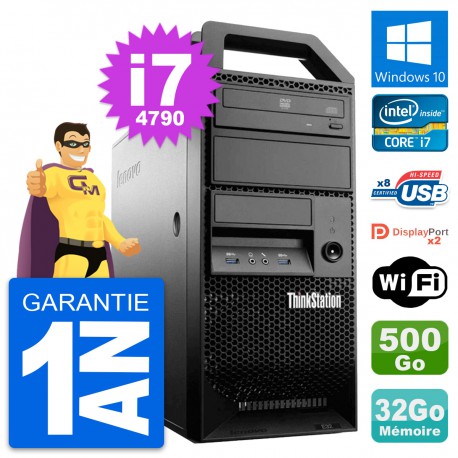 PC Tour Lenovo ThinkStation E32 MT i7-4790 RAM 32Go Disque 500Go Windows 10 Wifi