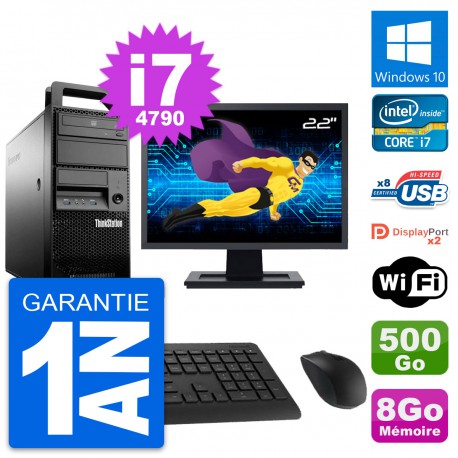 PC Tour Lenovo E32 Ecran 22" Intel i7-4790 RAM 8Go Disque 500Go Windows 10 Wifi