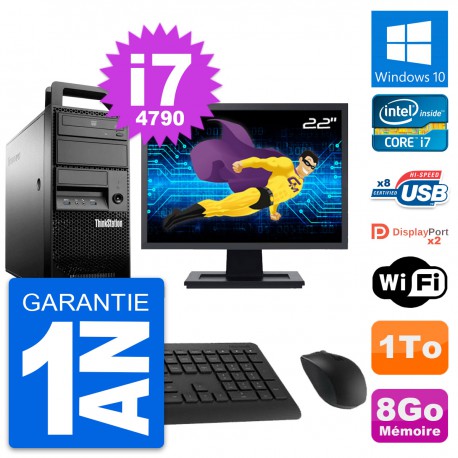 PC Tour Lenovo E32 MT Ecran 22" Intel i7-4790 RAM 8Go Disque 1To Windows 10 Wifi