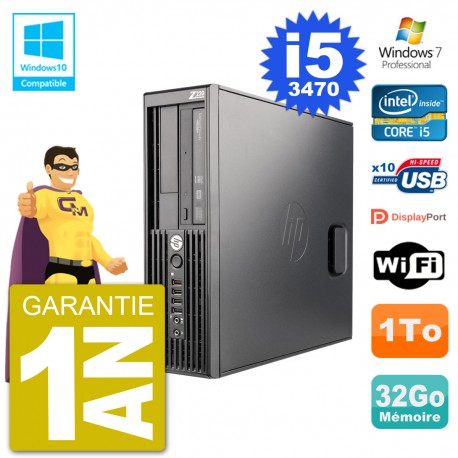 PC HP WorkStation Z220 SFF Core i5-3470 RAM 32Go Disque 1To Graveur DVD Wifi W7