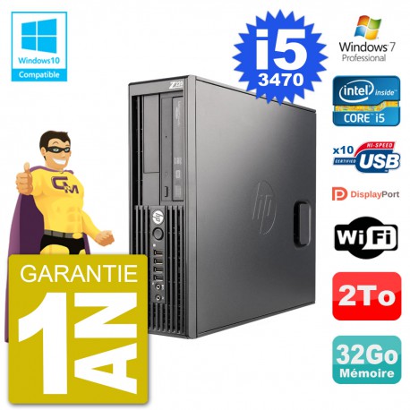 PC HP WorkStation Z220 SFF Core i5-3470 RAM 32Go Disque 2To Graveur DVD Wifi W7