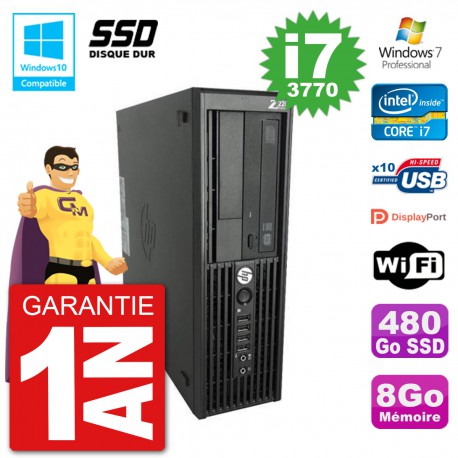 PC HP WorkStation Z220 SFF Core i7-3770 RAM 8Go SSD 480Go Graveur DVD Wifi W7