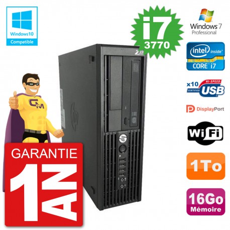 PC HP WorkStation Z220 SFF Core i7-3770 RAM 16Go Disque 1To Graveur DVD Wifi W7