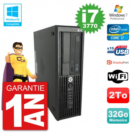 PC HP WorkStation Z220 SFF Core i7-3770 RAM 32Go Disque 2To Graveur DVD Wifi W7