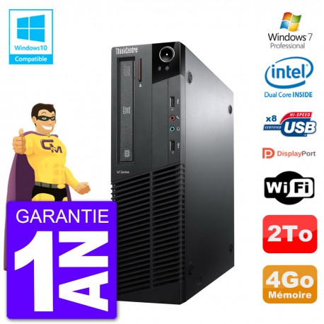 PC Lenovo ThinkCentre M82 SFF G640 RAM 4Go Disque Dur 2To Graveur DVD Wifi W7