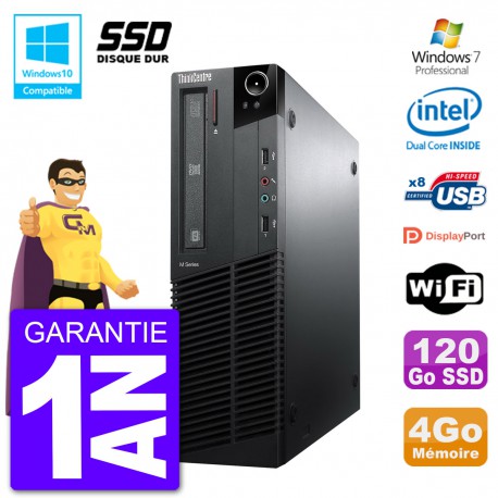 PC Lenovo ThinkCentre M82 SFF G640 RAM 4Go SSD 120Go Graveur DVD Wifi W7