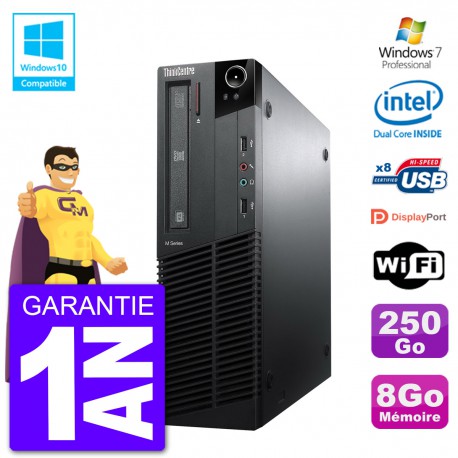 PC Lenovo ThinkCentre M82 SFF G640 RAM 8Go Disque Dur 250Go Graveur DVD Wifi W7