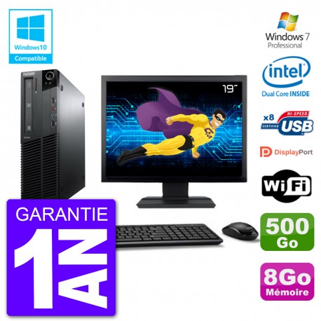 PC Lenovo M82 SFF Ecran 19" G640 RAM 8Go Disque 500Go Graveur DVD Wifi W7