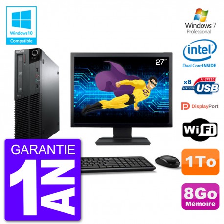 PC Lenovo M82 SFF Ecran 27" G640 RAM 8Go Disque 1To Graveur DVD Wifi W7